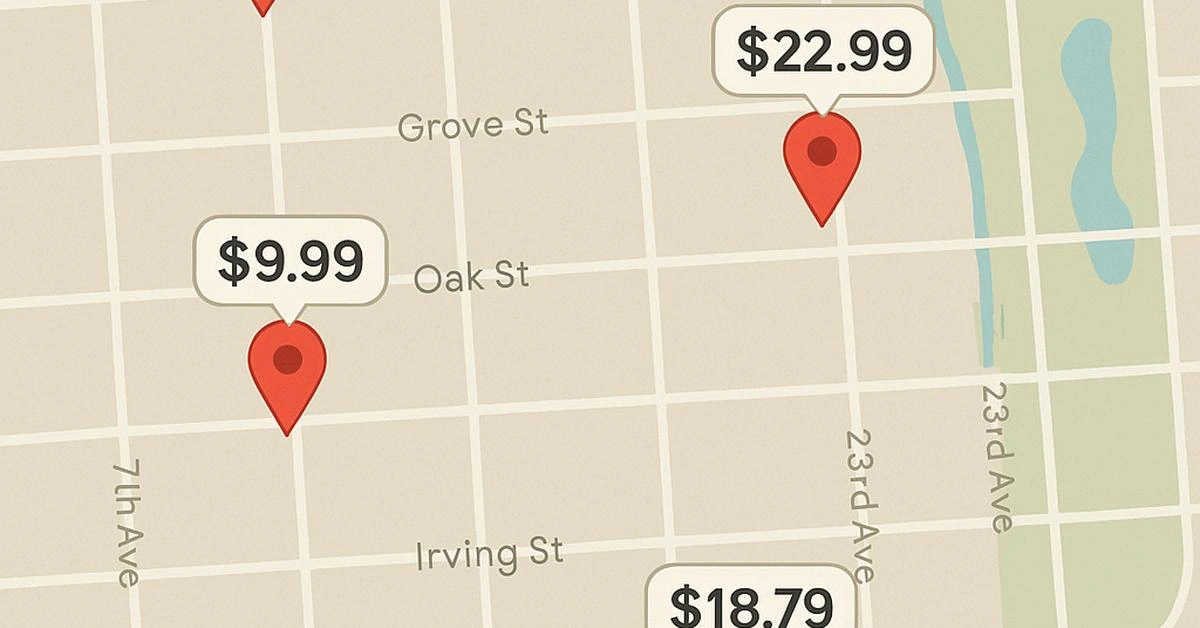 Map based pricing illustration